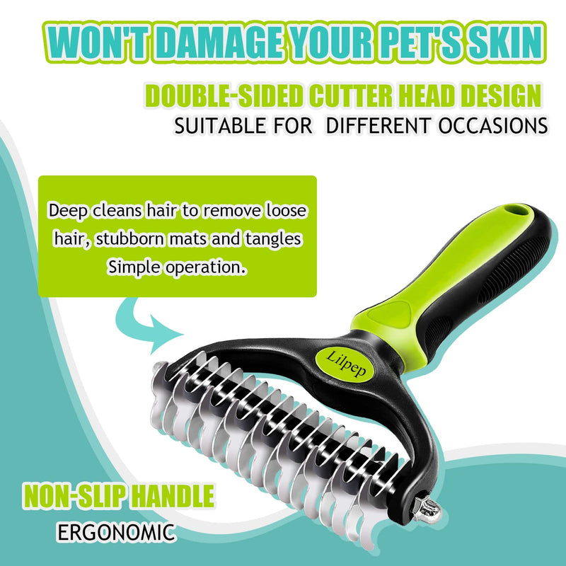 2 PCS Dog Bath Brush Dog Grooming Brush+Lilpep Pet Grooming Tool, Double-Sided Professional Grade Undercoat rake - PawsPlanet Australia