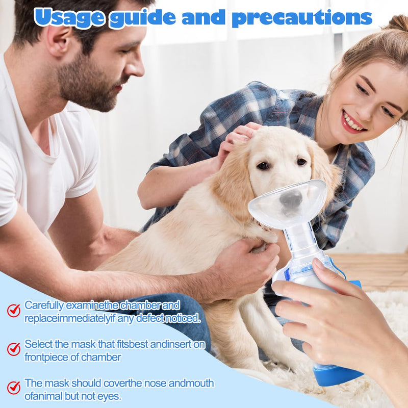 Pet Inhaler with 2 Masks for Cats and Dogs | Aerosol Chamber with Breathing Indicator | MDI Compatible | Soft Silicone Masks | Portable Respiratory Aid