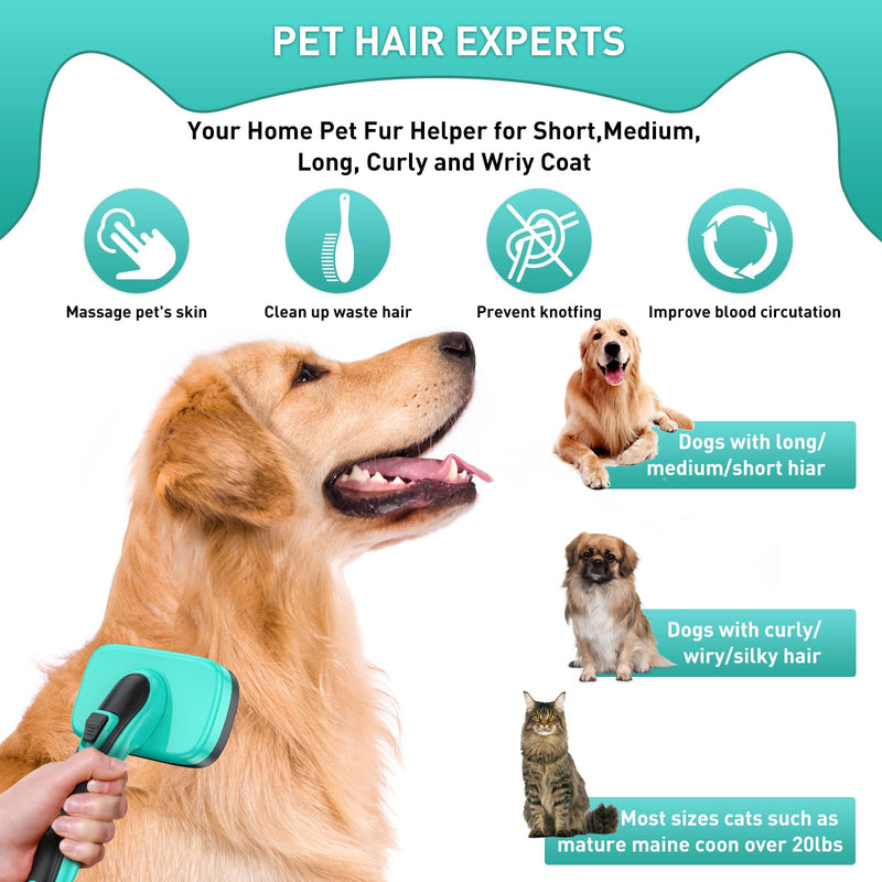 2 Pcs Self Cleaning Slicker Brush & Nail Clippers for Dog and Cats,Shedding Long and Short Haired Pets,Skin Friendly Deshedding Grooming Tool Green-2