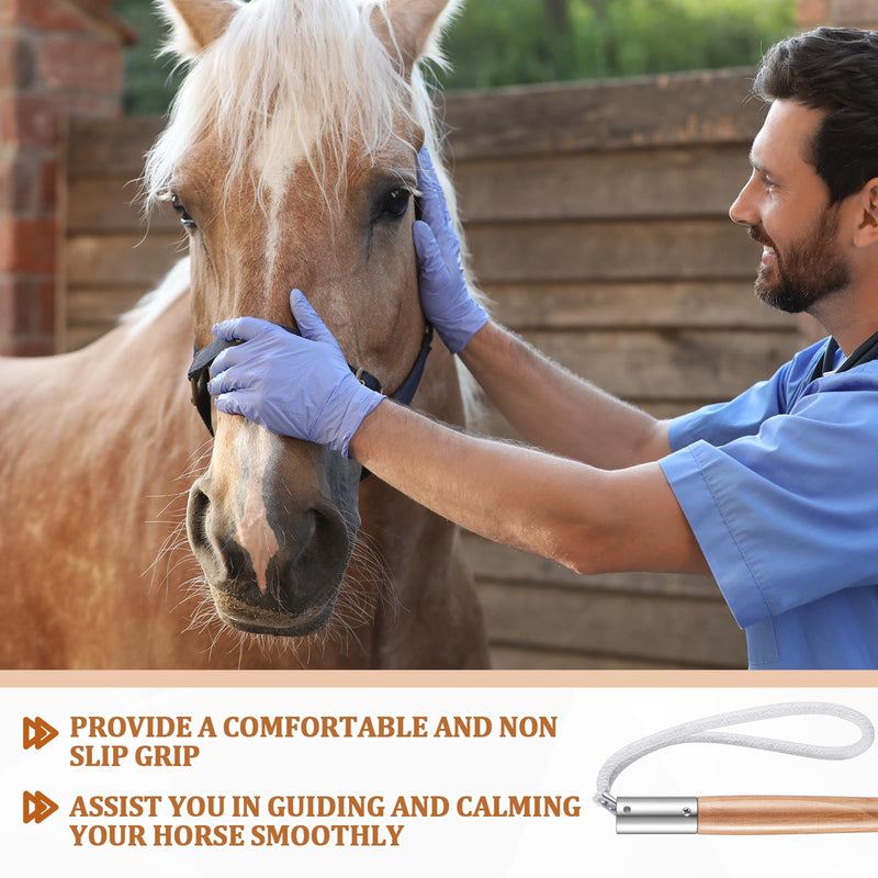 Lasnten 2 Pcs Horse Rope Twitch 17 Wooden Handle 10 Cotton Rope End Twitch Vet Humane Restraint Tool Equine Nose Calming Handling Aid for Horse Ponies Stable Ranch Barn Tack Gear Grooming Equipment - PawsPlanet Australia