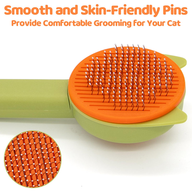 Cat Brush for Indoor Cats Shedding,One-Click Easy Cleanup Pet Hair Removal Tool, Grooming Brush for Both Long and Short Haired Cats and Dogs - PawsPlanet Australia