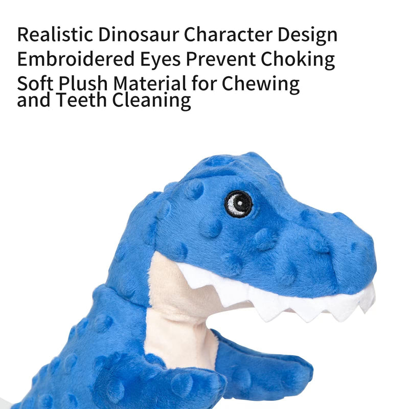 DODODOLA Stuffed Dog Toys Durable Plush Dog Toy with Crinkle Paper Cute Dinosaur Squeaky Dog Toys Dog Chew Toys for Medium Large Breed Blue - PawsPlanet Australia