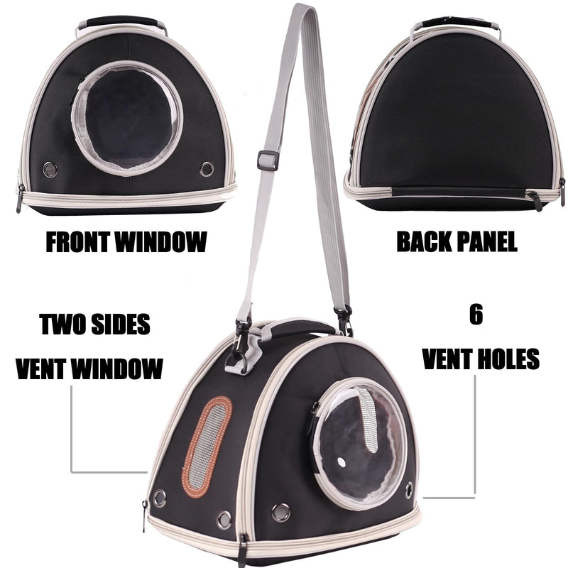 Guinea Pig Travel Carrier Cage, Portable Carry Bag for Two (2) Pigs, Reptile Bearded Dragon Lizard Carrier Bag for Small Animals Hamster Hedgehog Bird Bunny Kitten (Black, Typical Oxford) Black