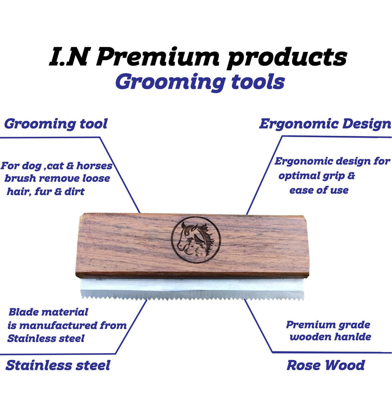 Original Deshedding Grooming Tools for Horse, Cats & Dogs Easy Ergonomic Wooden Handle Professional Brush Grooming Tool, Remove painlessly 95 Percent of Lose Hair Fur & Dirt (5 inch) 5 Inch - PawsPlanet Australia