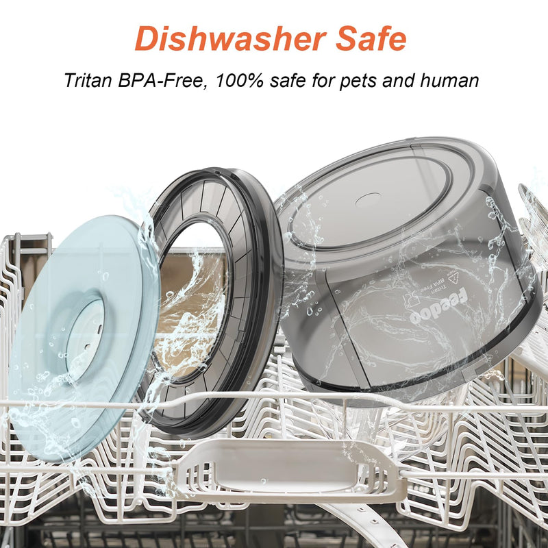 1Gallon Dog Water Bowl, 128oz No Spill Water Bowl for Dogs, Tritan BPA-Free Spill Proof Water Bowl with Non-Slip Mat, No Splash Slow Drinking Dog Water Bowl for Messy Drinker [Anti-Digging Lip] Ultimate Gray - PawsPlanet Australia
