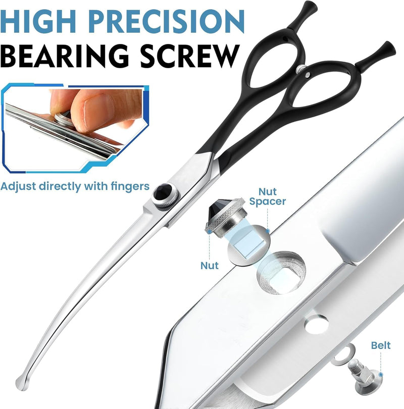 Dream Reach 6.5" Downward Curved Dog Grooming Scissors for Trimming Face and Paws, Safety Round Tip Shears for Pet Dogs and Cats, Professional Pet Grooming Scissors Black Black-6.5in - PawsPlanet Australia