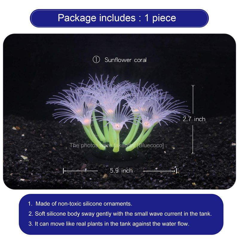 Soft Silica Gel Moves Naturally with Water Flow, Aquarium Decorations Glow in The Dark, Glowing Coral Ornaments for Fish Tank Decorations (Yellow, Sunflower) Yellow - PawsPlanet Australia