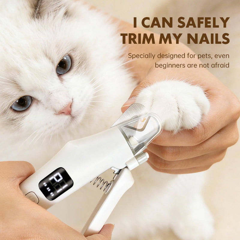 pet nail clippers and electric nail file with LED light, nail file and nail grinder, suitable for dogs and cats, white. - PawsPlanet Australia
