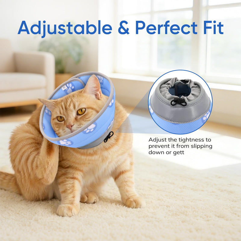 Cat Cone Collar Soft to Stop Licking After Surgery Blue M