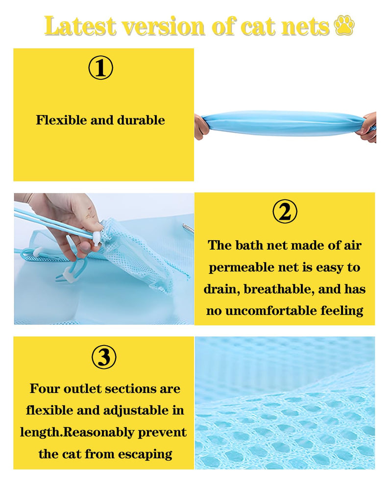 Cat Bathing Bag & Nail Clipper for Bathing Set, Cat Shower Bag Anti Scratch or Bite Breathable Adjustable Mesh Grooming Washing Bag, Includes Pet Nail Clipper & File for Cats Washing - PawsPlanet Australia