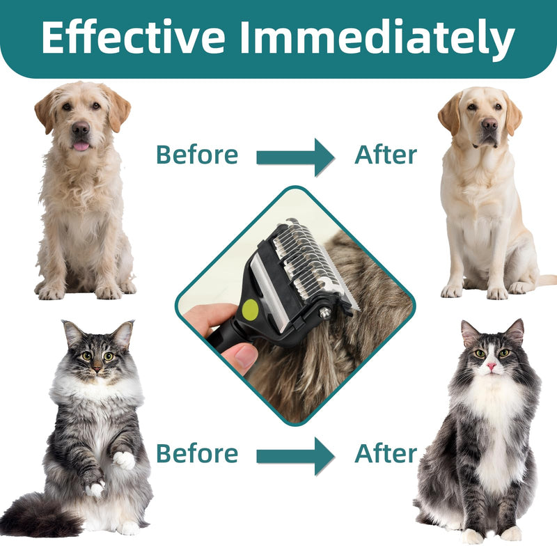 3-IN-1 Pet Grooming Tool - Undercoat Rake, Dematting Comb & Deshedding Brush for Cats & Dogs - Removes Mats, Tangles & Loose Fur, Reduces Shedding & Prevents Hair Mess (Green) Green - PawsPlanet Australia