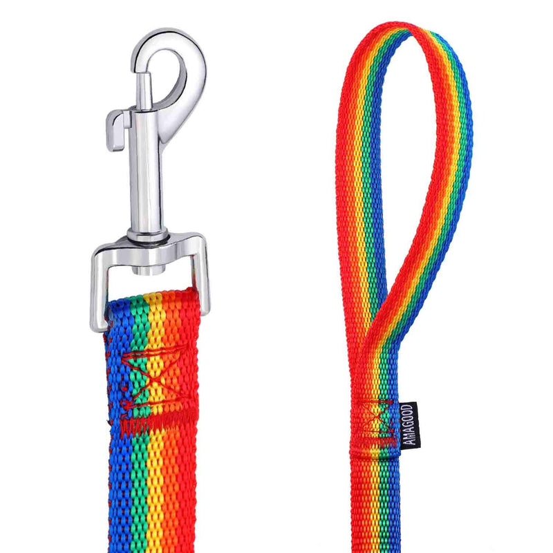 AMAGOOD 6 FT Puppy/ Dog Leash, Strong and Durable Traditional Style Leash with Easy to Use Collar Hook, Great for Small and Medium Dogs (3/4 in x 6 ft(Pack of 1), Rainbow) 3/4 in x 6 ft(Pack of 1) - PawsPlanet Australia