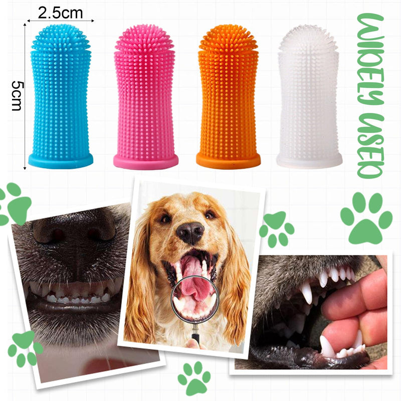 Pack of 16 Dog Toothbrush, 360º Dog Toothbrush, Finger Toothbrush, Cat, Silicone Pets Teeth Cleaning Toothbrush Kit for Dogs, Puppies, Cats & Small Pets Dental Care