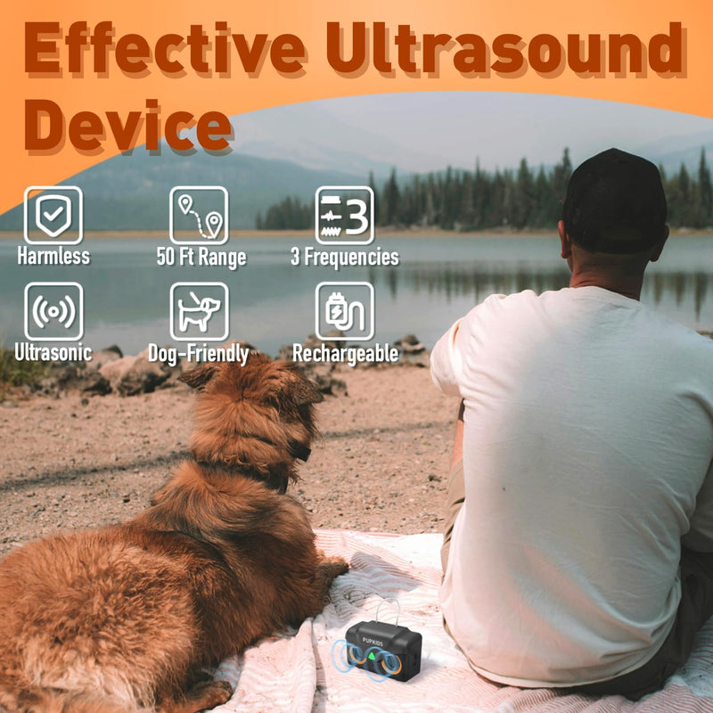 Dog Bark Deterrent Devices - Anti Barking Device for Dogs Indoor & Outdoor Up to 50 Ft, Rechargeable Ultrasonic Dog Barking Silencer with 3 Adjustable Modes Safe for Dogs & People Orange - PawsPlanet Australia