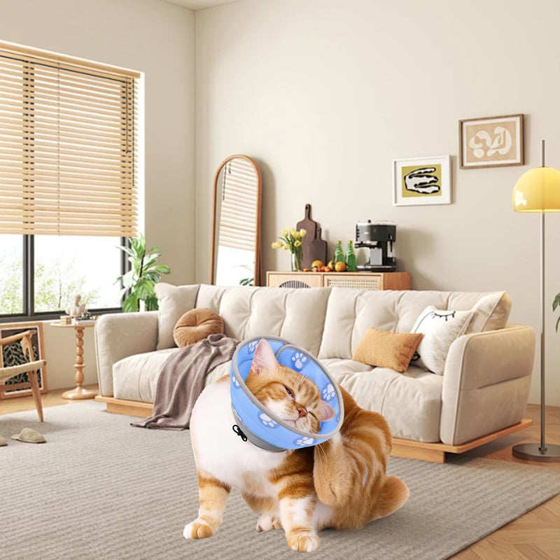 Cat Collar, Foldable Soft Protective Collar, Elizabethan Collar, Adjustable Anti-Leaking Anti Bite Cat Collar, Recovery Collar for Cats
