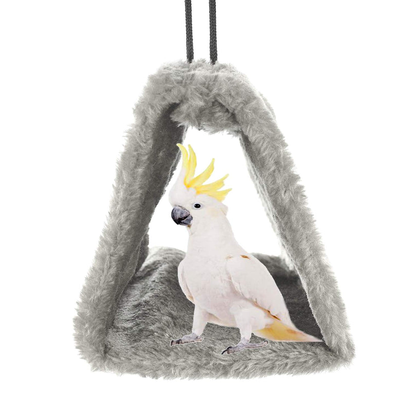 MOACC Winter Warm Bird Nest House Shed Hut Hanging Hammock Finch Cage Plush Fluffy Birds Hut Hideaway for Hamster Parrot Macaw Budgies Eclectus Parakeet Cockatiels Cockatoo Lovebird (M, Grey) M