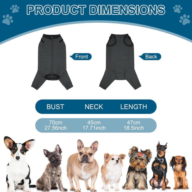 Dog Body After Surgery, Protective Suit Dog After Castration, Wound Protection Suit Dogs, Aftertreatment Suit Dogs, Anti-Leak Body, Breathable, Cotton, Adjustable, Black, XL