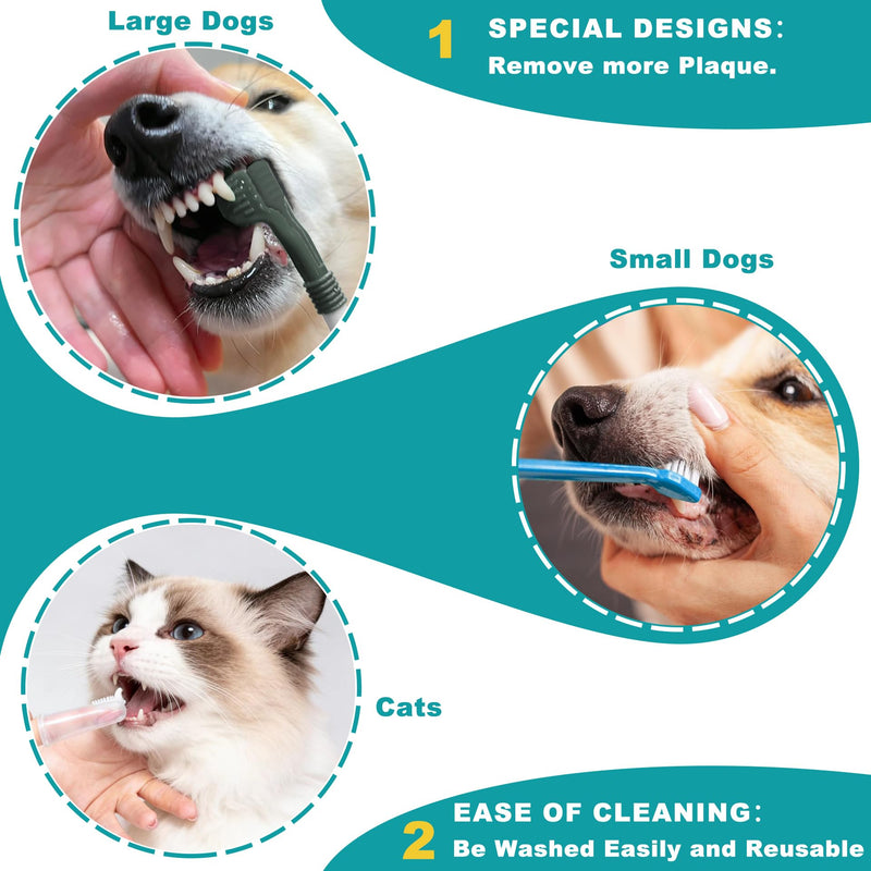 Dog Toothbrush Kit, 360-Degree Finger Three-Sided Design, Replaceable Brush Heads, Easy Teeth Cleaning and Dental Care (7 Pack) 7 Pack