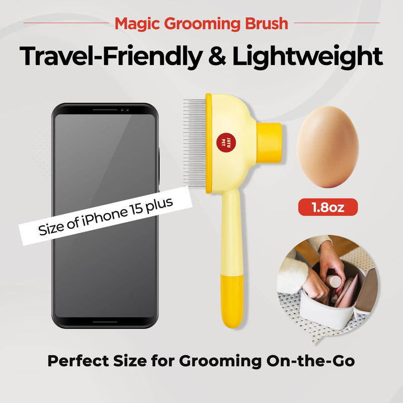 JAYU PET Magic Grooming Brush – Cat Brush for Shedding, Dual-Length Stainless Steel Bristles, One-Click Self-Cleaning, Vertical Deshedding Comb, Professional Pet Grooming Tool - PawsPlanet Australia
