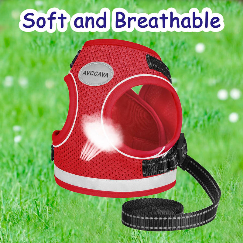 Cat Harness and Leash for Walking, Escape Proof Soft and Breathable Adjustable Vest Harness for Cats, Lightweight Easy to Control Medium Dog Kitten Harness, Comfortable Outdoor Jacket M (Chest: 12" - 14") Red - PawsPlanet Australia