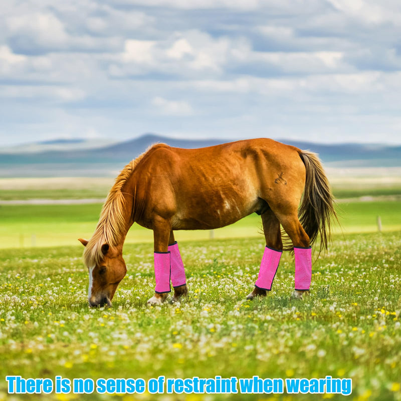 Boots for Horse,4 Set Mesh Shoo Boots for Horses,Horse Boots Reduce Stomping,Hoof Damage and Leg Fatigue (Pink) Pink - PawsPlanet Australia