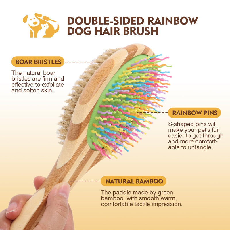 Dog Grooming Brush Kit,Deshedding Dog Brush for Shedding Short Hair Dogs with Pet Nail Clipper and File, Two Sided Pet Brushes for Dogs Removing Dirt & Loose Hair(7PCS) RAINBOW - PawsPlanet Australia
