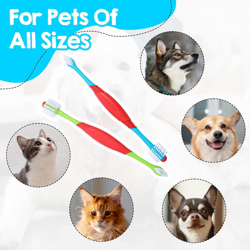 2 PCS Dog Teeth Cleaning Brush, 360 Degree Dog Tooth Brush, Dual Head DogToothbrush, Dogs Cleaning Tooth Brushing Kit, Designed for Pet Dental Care, Keep Pet Teeth Cleaning for Small and Large Dogs - PawsPlanet Australia