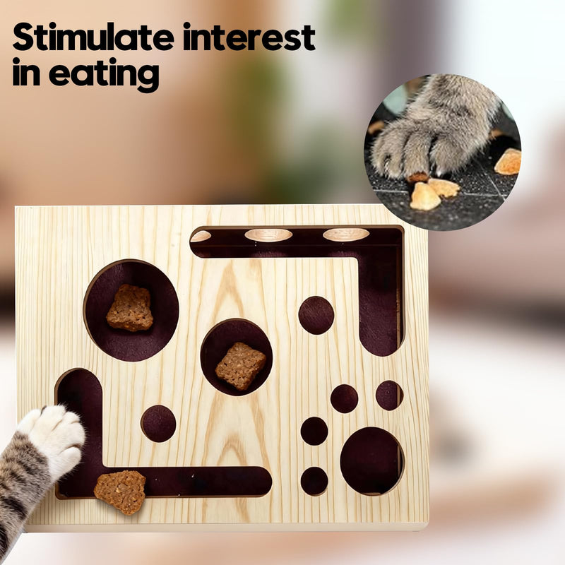 DBZ Cat Scratch Puzzle Enrichment Box, Pine Wood Cat Nail File Enrichment Box, No Need to Install Cat Nail File Box, Stress-Free Alternative to Claw Clippers