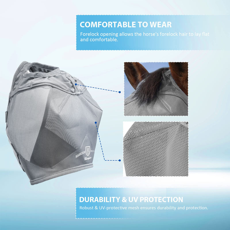 Harrison Howard Horse Fly Mask Standard Original Grey Horse Large Horse (Large)