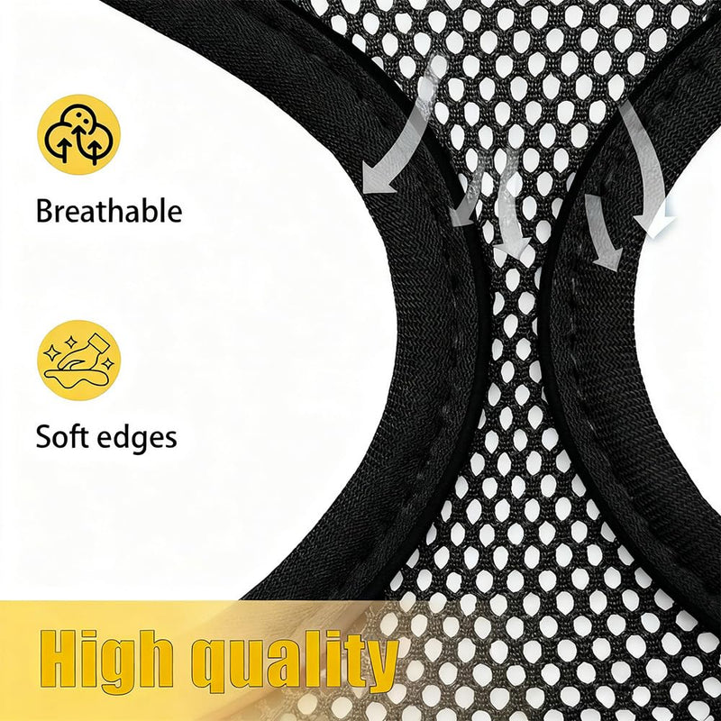 Dog Harness Small Sized and Leash Set, Dog Harness with Leash Set, Comfortable Air Mesh Dog Vest Harness with Reflective Strip, Reflective for Safe Easy Walking Dogs, Cats, Black M M (Chest: 11.02 - 12.59inch) - PawsPlanet Australia