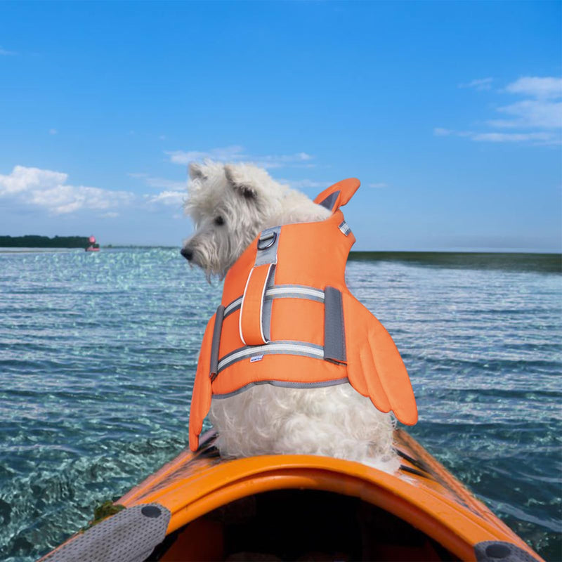 Dog Life Jacket for Small Medium Large Dogs Boating, Swimming Vest for Dogs High Flotation with Reflective Stripes,Removable Float,Adjustable Dog Life Vest,S Orange