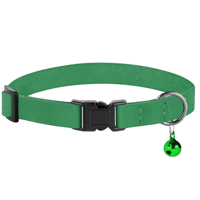 Breakaway Cat Collar Leather Soft Adjustable Pet Kitten Collars with Bell Pink Brown Blue Green Red (Mint Green) Mint Green - PawsPlanet Australia