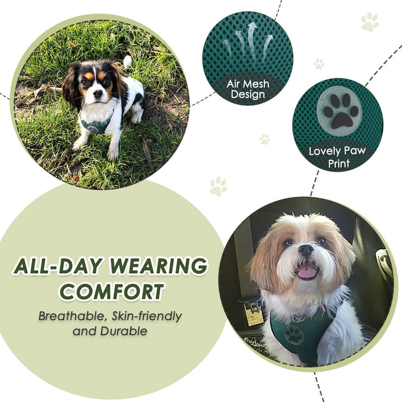 Lukovee Dog Seat Belt for Car, Adjustable Dog Car Harness for Large Medium Small Dogs, Soft Padded & Breathable Mesh Dog Seatbelt with Car Strap and Carabiner (Green,L) ·Green - PawsPlanet Australia