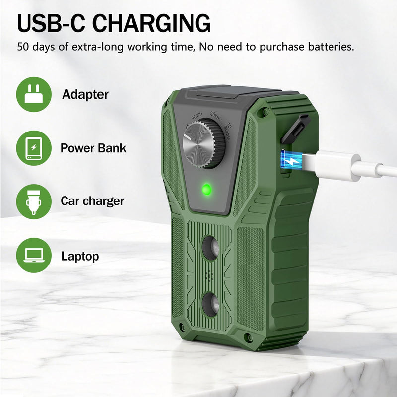 QHZ Solar-Powered Ultrasonic Bark Deterrent Device Solar and USB Charging Three-Mode Ultrasonic Bark Control Unit Suitable for Home/Garden/Farm Waterproof Outdoor Dog Bark Control Device (Green) Green - PawsPlanet Australia