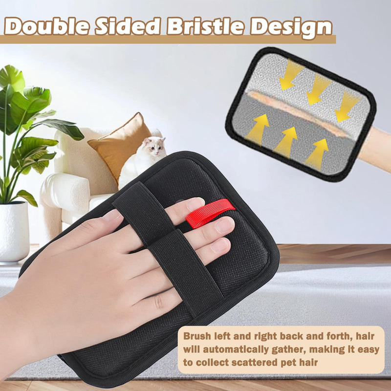 QQM 2026 Upgraded Pet Hair Remover Glove, Double-Sided Reusable Electrostatic Grooming Mitt for Cats & Dogs, Effective Fur Removal from Furniture, Couch, Carpet, Clothes, Bed & Car Seats