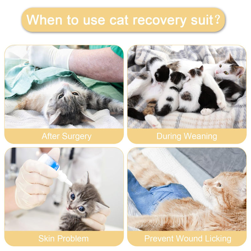 Cat Surgery Recovery Suit Cats Surgical Onesie After Surgery Female Male Cat Post Spay Neuter Bodysuit Anti-Licking Wounds Cat Cone Alternative Yellow Bee/S S(Back Length:9.6"/24cm; Chest:12.8"/33cm) - PawsPlanet Australia