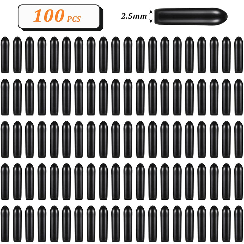 100 Pieces Prong Collar Covers Dog Prong Training Pet Collar Tips Vinyl Comfort Rubber Tips for Pet Dog Prong Collar to Increase Comfort, Black (2.5 mm) 2.5 mm