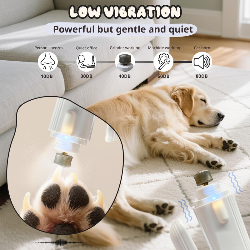 2-in-1 Dog Nail Trimmers & Dog Nail Grinder, Dog Nail Clippers with 2 LED Lights & Safety Guard, USB Rechargeable, Multiple Grinding Methods for Small, Medium, and Large Dogs & Cats (White) White