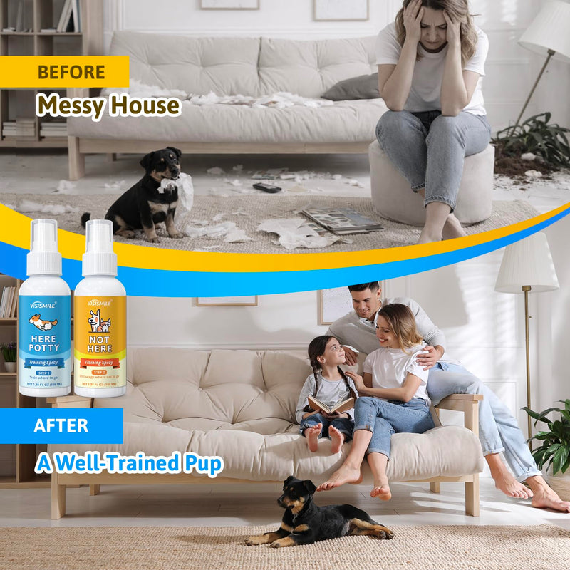 Dog Potty Training Spray Kit: Here Potty Trainer & Not Here Bitter Deterrent Spray - Anti Chew Stop Peeing Urine Marking - Indoor & Outdoor Grass Pad Toilet Spot Odor Repellent for Puppies Dogs - PawsPlanet Australia