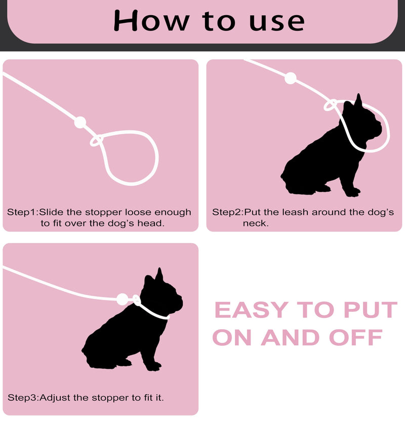 Slip Leash for Dogs 6FT Slip Lead Strong Dog Training Leash Heavy Duty Slip Leash No Pull Dog Slip Lead Comfortable Rope Dog Leash Lightweight Puppy Leash Dog Leash for Small Medium Dogs (Pink, 6FT) Pink - PawsPlanet Australia