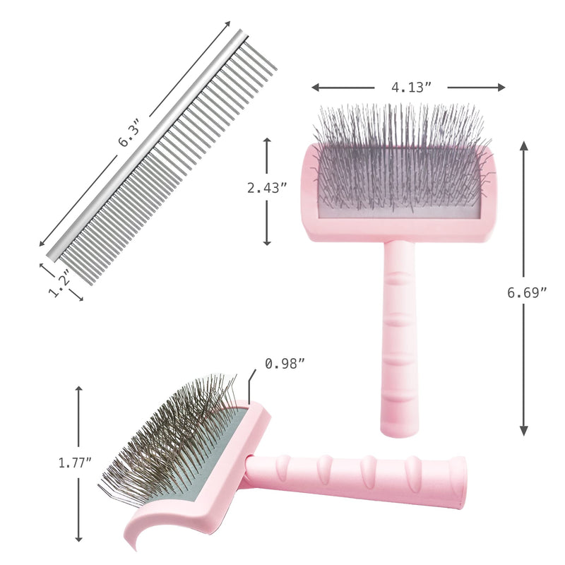 Large Wooden Slicker Brush for Dogs & Mid Plastic Slicker Brush for Goldendoodles & Pet Comb Value Kit,Slicker Brush for Poodles Doodle with Ergonomic Handle Best Extra Long Pin Dog Grooming Brush - PawsPlanet Australia