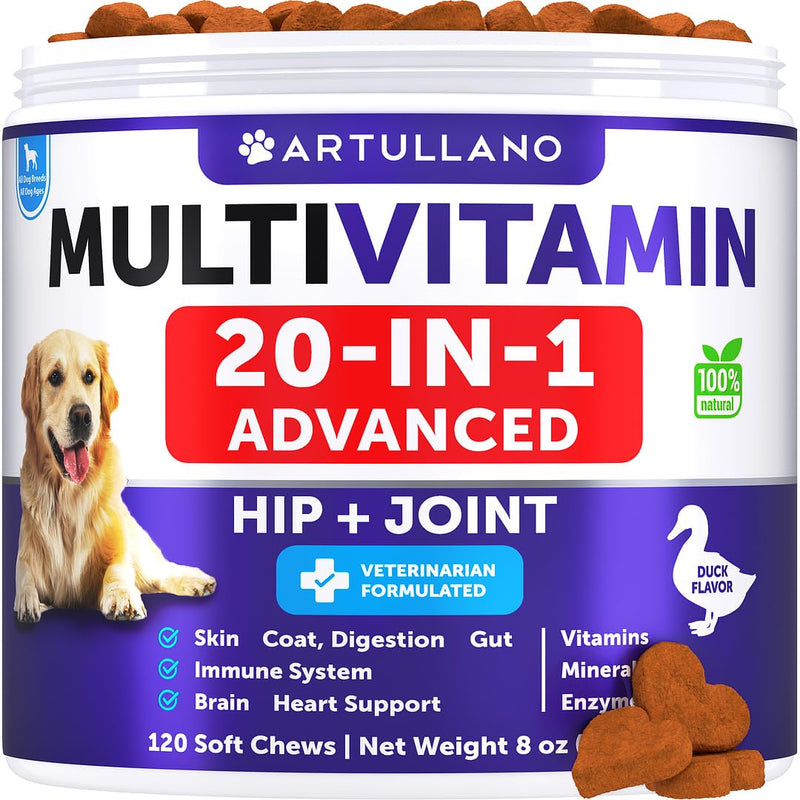 Dog Multivitamin Chewable with Glucosamine 20 in 1 - Dog Vitamins and Supplements - Senior & Puppy Multivitamin for Dogs - Pet Joint Support Health - Immunity, Mobility, Gut Skin - 120 Chews