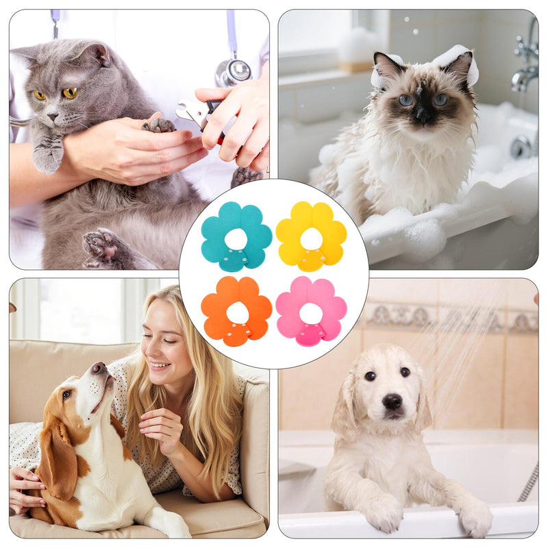 Pack of 4 Cat Collars, Adjustable Cat Collar, Cat Protective Collar, Anti Bite Collar Cat Protector, for Cats Small Dogs After Surgery (Yellow, Orange, Pink and Blue)