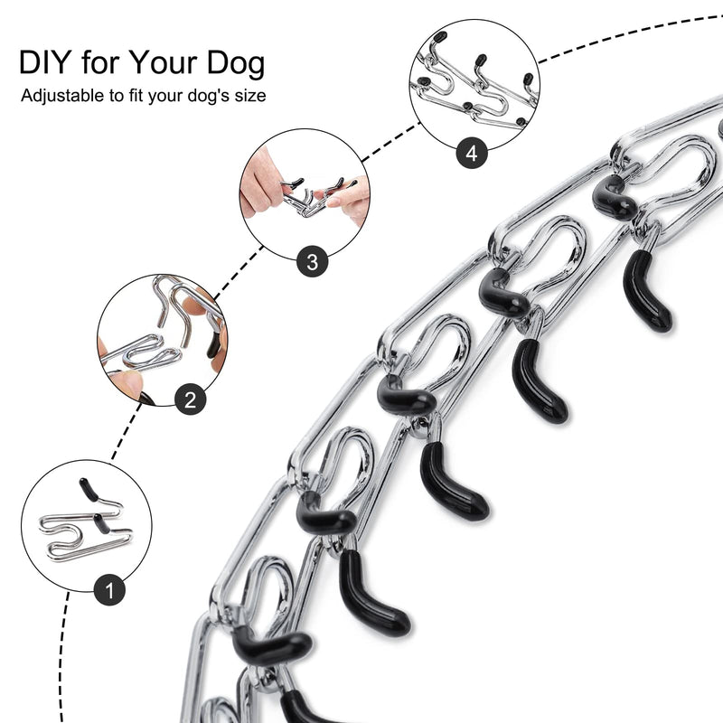 Pinch Collar for Dogs Adjustable Dog Training Collar with Comfortable Rubber Tip and Quick Release Buckle for Small Medium Large Dogs (Large, Black) - PawsPlanet Australia