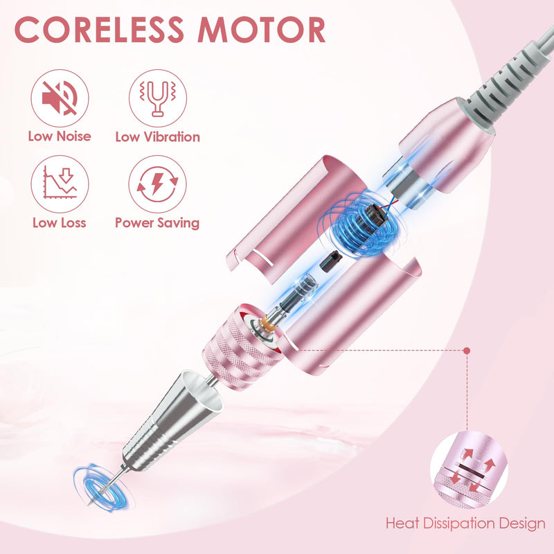 Electric Nail Drill 35000 RPM, Professional Rechargeable Nail File Kit, Nail Drill Machine, Acrylic Nail Kit for Any Manicure, Pedicure, Ideal Nail Art Tools, Designed for Salon, Home Rechargeable 35000 RPM Diamond - PawsPlanet Australia