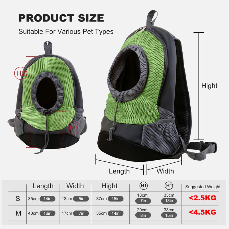 PETCUTE Pet Carrier Backpack Dog Carrier Backpack pet travel backpack Airline Approved pet carrying bag Outdoor Biking, Hiking M Green - PawsPlanet Australia