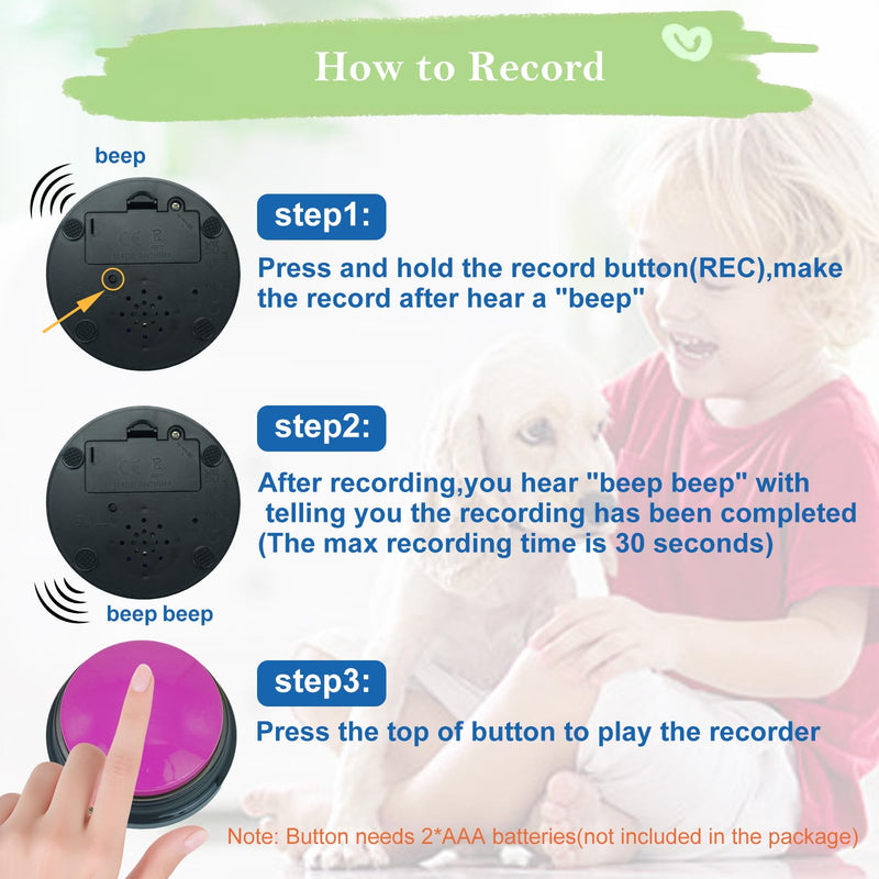 Set of 6 Dog Buttons for Communication, Voice Recordable Buttons for Classroom, Dog Training Talking Buttons Starter Set, Pet Easy Speaking Buttons Tools - PawsPlanet Australia