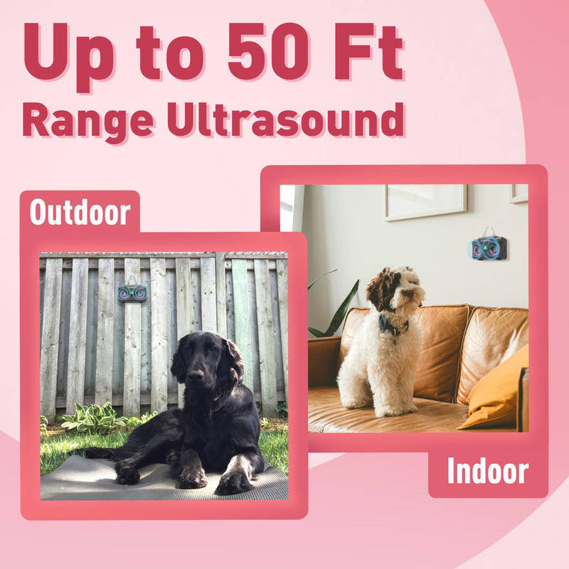 Anti Barking Device for Dogs - Dog Bark Deterrent Devices with 3 Modes Range 50ft, Rechargeable Ultrasonic Dog Barking Silencer for Indoor & Outdoor Pink