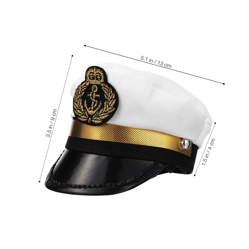 Amosfun Pet Captain's Hat Sailors Sea Captain White Captain Hat Dog Cat Puppy Sailor Halloween Cosplay Costume Hat 5.3 Inch