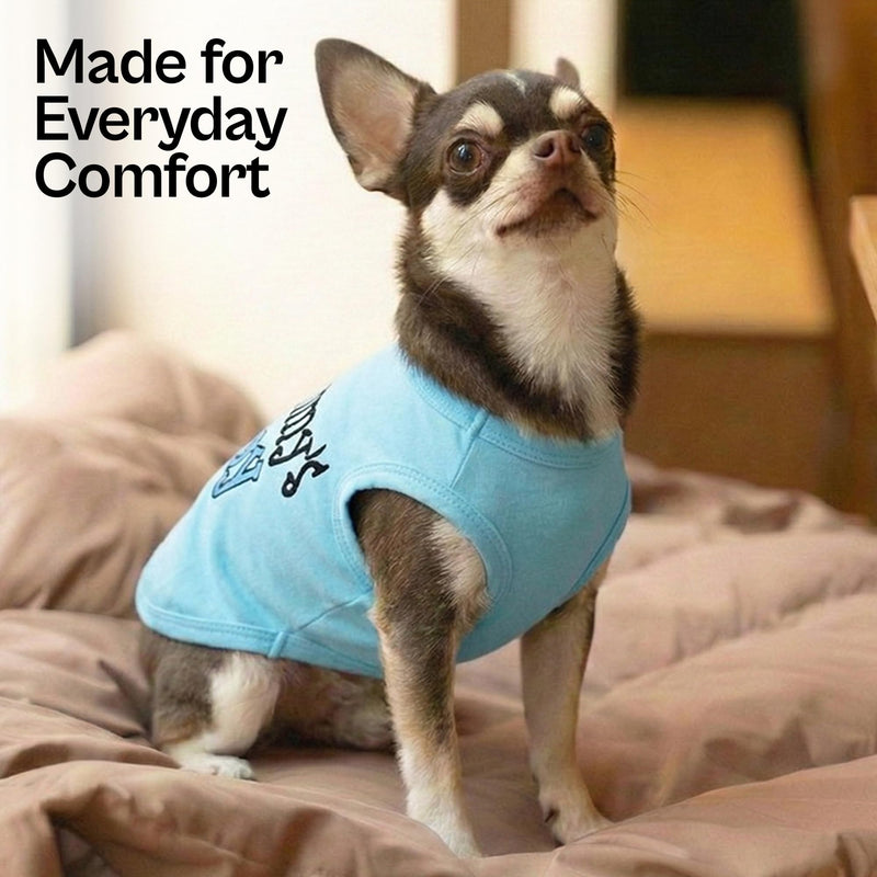Parisian Pet Dog Shirt – 100% Cotton Shirts for Large Dogs – Blue Sleeveless Puppy Clothes – Lightweight and Breathable Dog Apparel – Boy Dogs Clothes - Stretchy Mommy’s Boy Pet Shirt Mommy's Boy 2X-Large (25-40lbs) - PawsPlanet Australia
